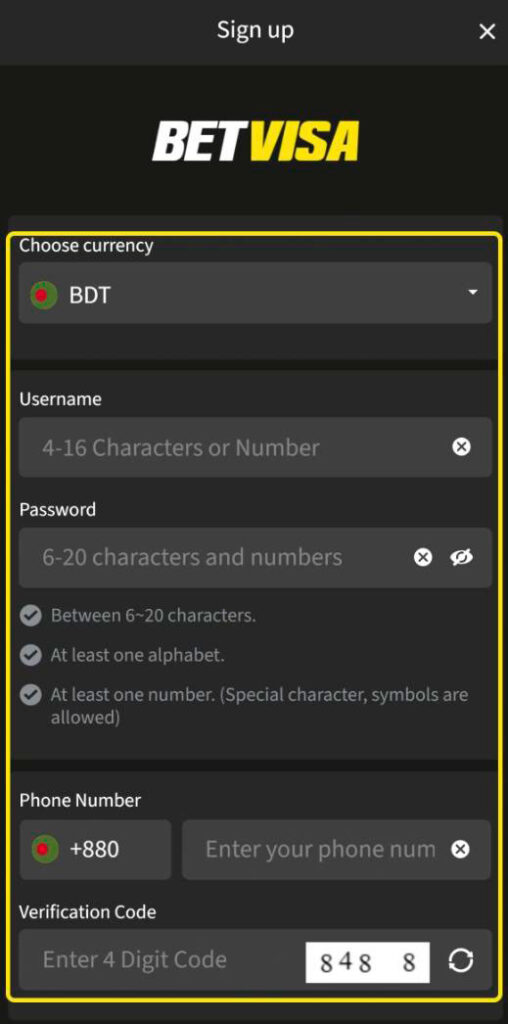 sign up betvisa